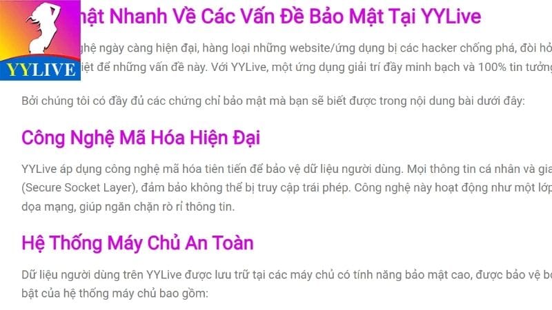 Chính Sách Bảo Mật Thanh Toán Yylive - An Toàn Và Minh Bạch 6 Người dùng tại nền tảng được đảm bảo quyền lợi bảo mật